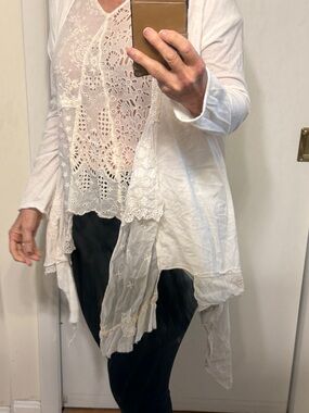White Crochet-Lace Layered Cardigan